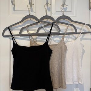 Reformation Black, Beige, and White Camisole Set